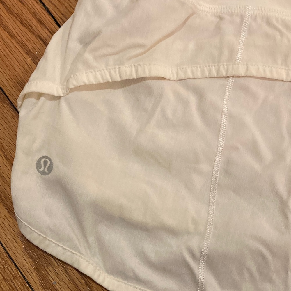 Lululemon white speedy running shorts.
